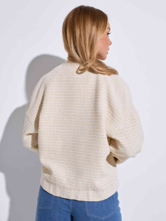 Бомбер женский из твида, золотисто-бежевый