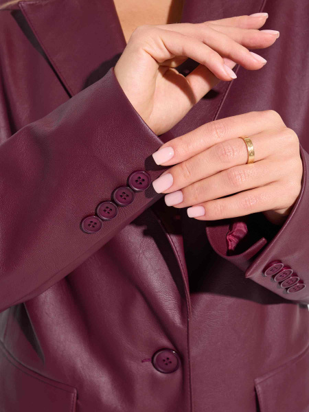 Жакет женский оверсайз из экокожи, марсала