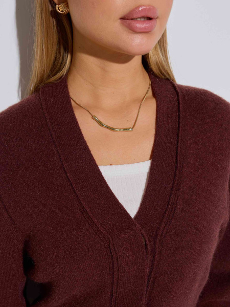 Кардиган с объемными рукавами, шоколадный