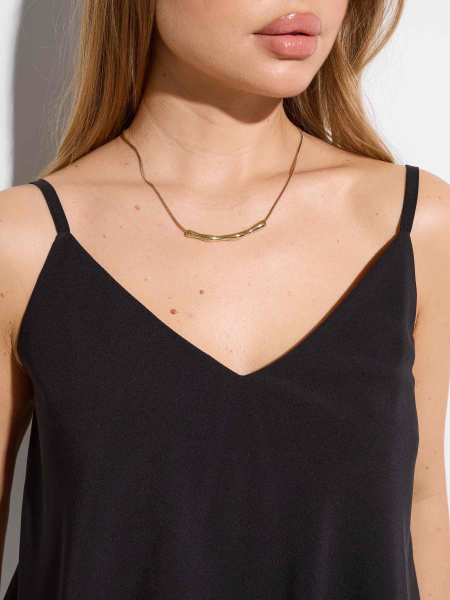 Женский топ на бретельках с воланом, черный Женский топ на бретельках с воланом, черный