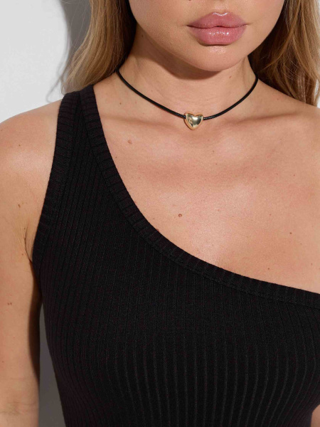 Топ базовый женский на одно плечо, черный