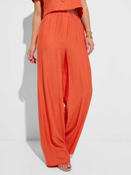 Брюки-палаццо женские из вискозы на резинке, оранжевые