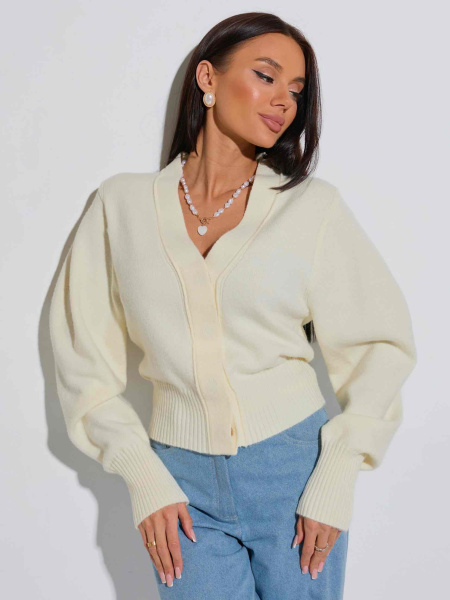 Кардиган с объемными рукавами, белый