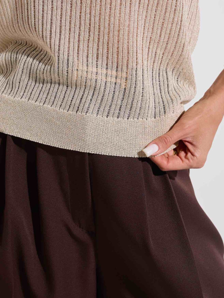 Джемпер прозрачный с коротким рукавом, бежевый