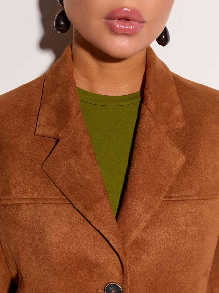 Жакет оверсайз из экозамши, коричневый 