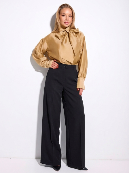 Брюки-палаццо женские из вискозы, черные