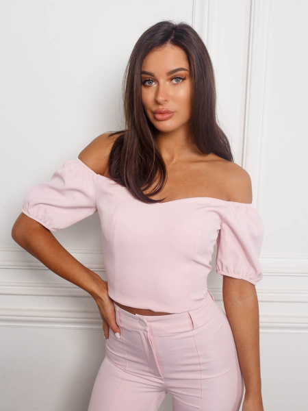 Топ женский с рукавами-фонариками, светло-розовый