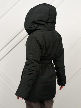 Полупальто женское двубортное с капюшоном