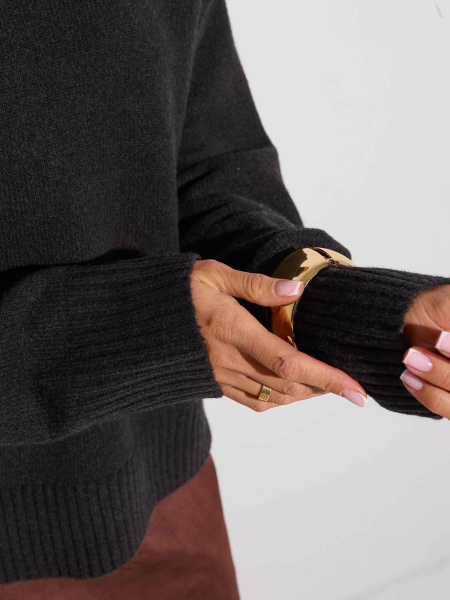 Базовый свитер с высоким воротником, графит