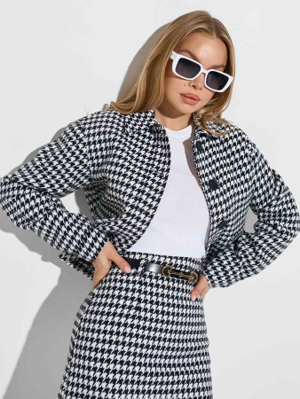Куртка-рубашка женская из твида, черно-белая