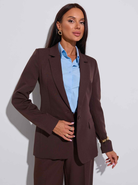 Женский классический приталенный жакет, горький шоколад 