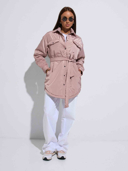 Куртка-рубашка женская, бежево-розовая