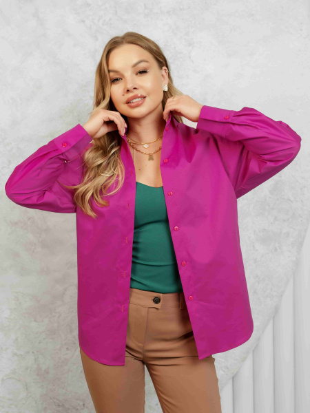 Рубашка женская классическая, фуксия