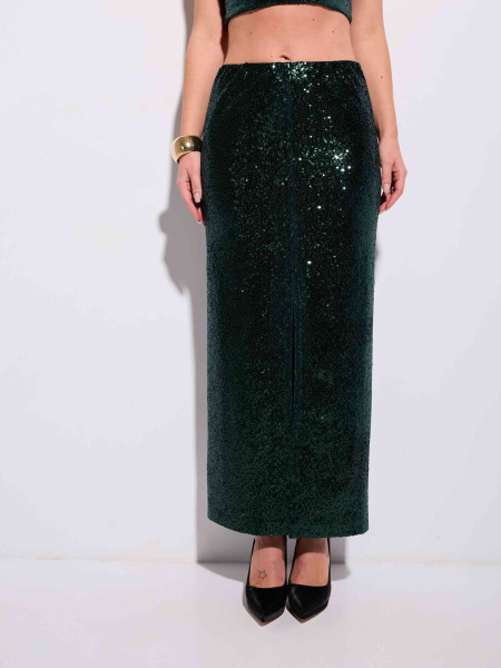 Юбка-макси с пайетками и разрезом спереди