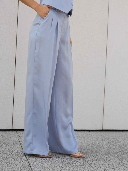 Брюки-палаццо женские из вискозы костюмные, голубые