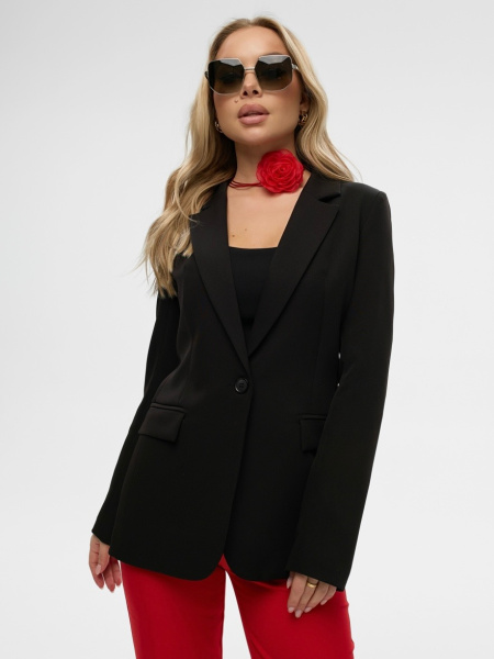 Женский классический приталенный жакет, черный