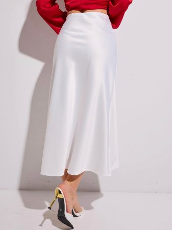 Атласная юбка-миди, молочная