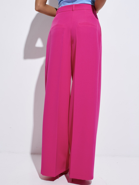 Брюки-палаццо женские с высокой посадкой, малиновые
