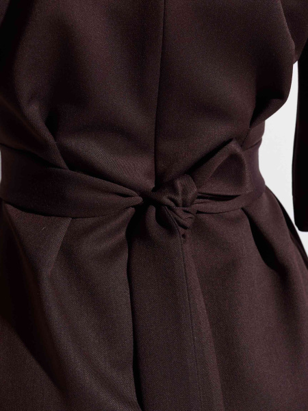 Платье женское с поясом и рукавом 3/4, горький шоколад 