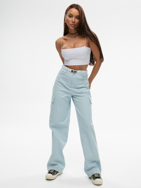 Брюки-карго женские, голубые