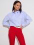 Рубашка женская укороченная с кокеткой и накладными карманами