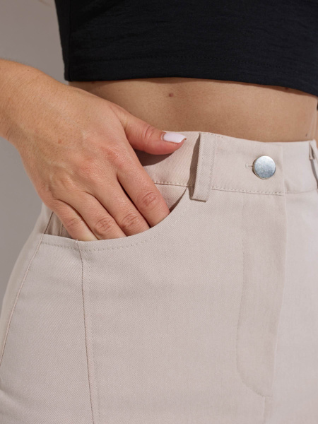 Юбка женская мини джинсовая, бежевая