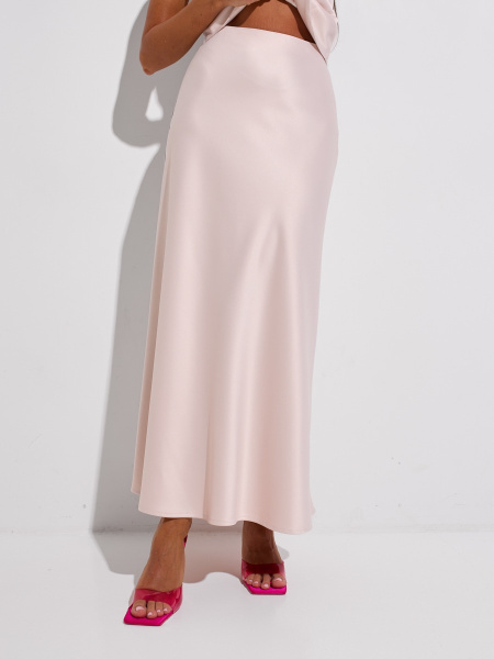 Атласная юбка-макси, бежевая