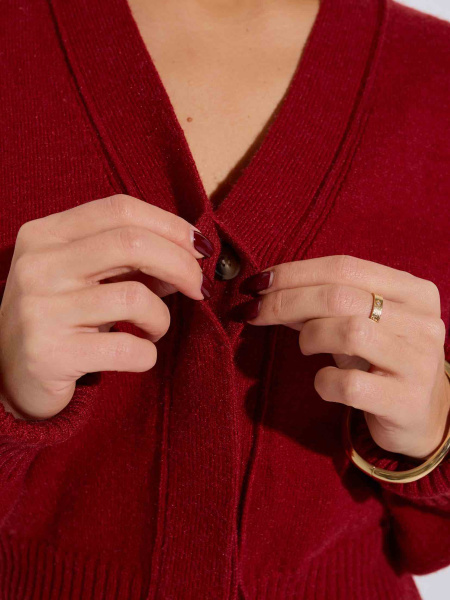 Кардиган с объемными рукавами, бордовый