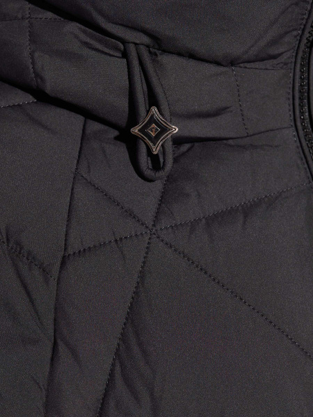 Зимний пуховик укороченный с капюшоном, черный#1