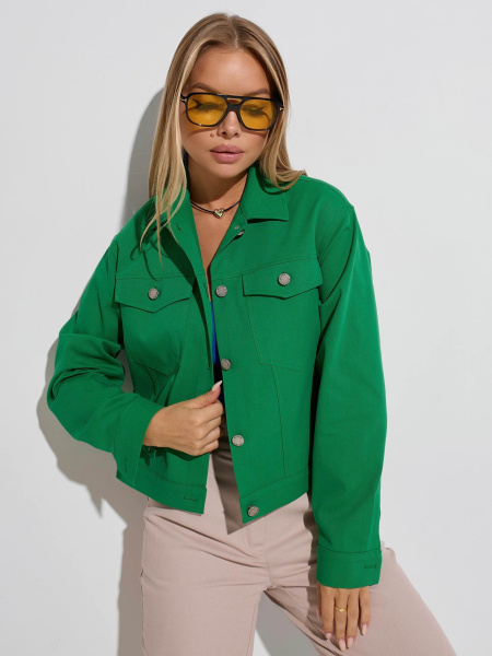 Жакет женский джинсовый, зеленый