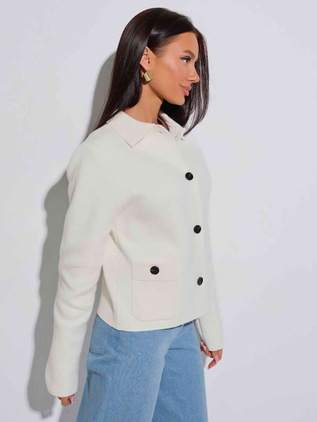 Жакет трикотажный укороченный, белый