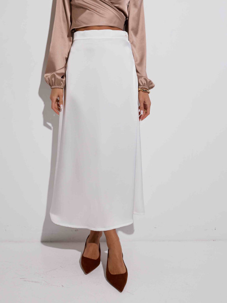 Юбка-миди атласная, молочная