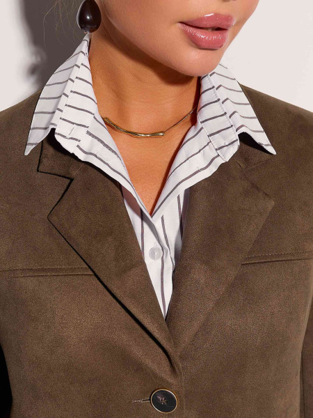 Жакет оверсайз из экозамши, оливковый 