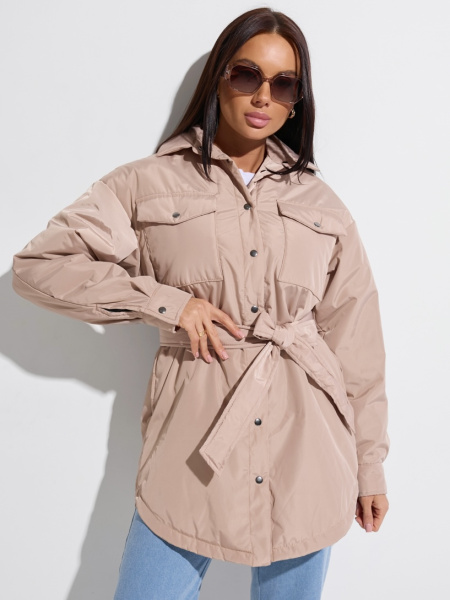 Куртка-рубашка женская, бежевая