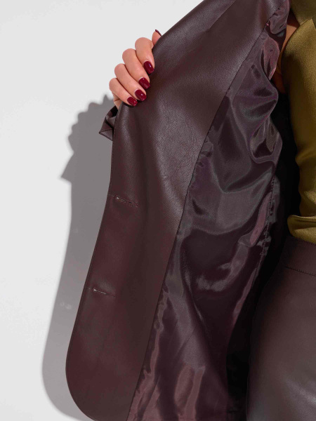 Жакет женский оверсайз из экокожи, горький шоколад 