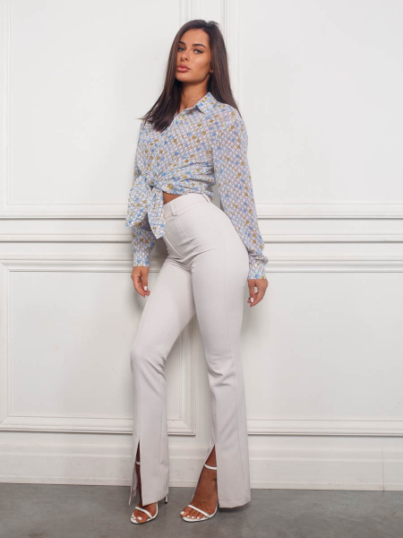 Брюки женские классические с разрезами спереди, бежевые