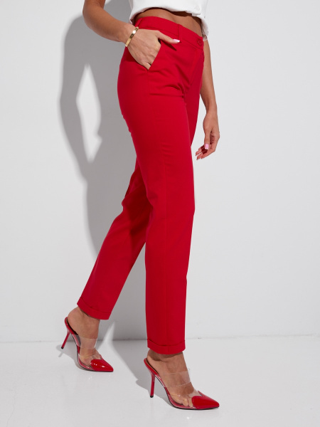 Брюки женские зауженные, красные