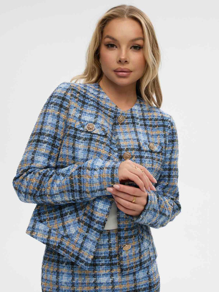 Женский жакет из твида в клетку Женский жакет из твида в клетку