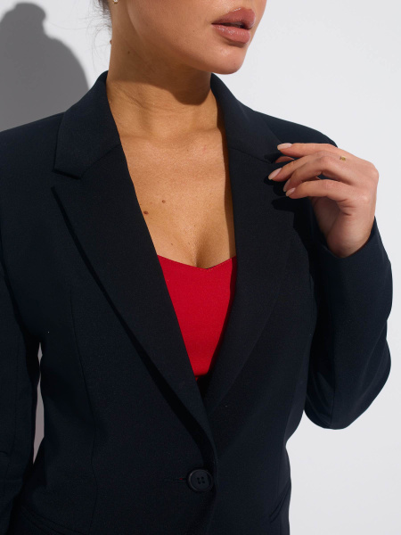 Женский приталенный жакет из хлопка, черный