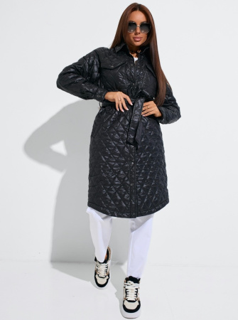 Пальто женское стеганое с накладными карманами