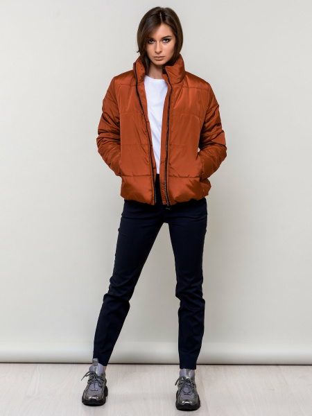 Куртка женская короткая, терракотовая