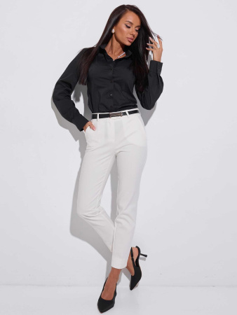 Рубашка женская приталенная из хлопка, черная