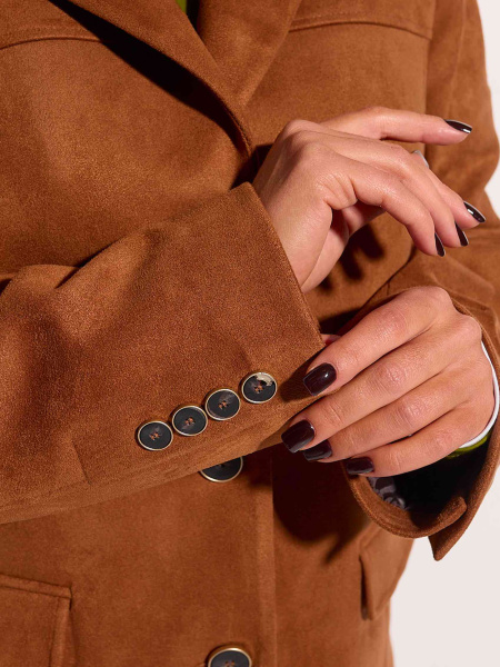 Жакет оверсайз из экозамши, коричневый 