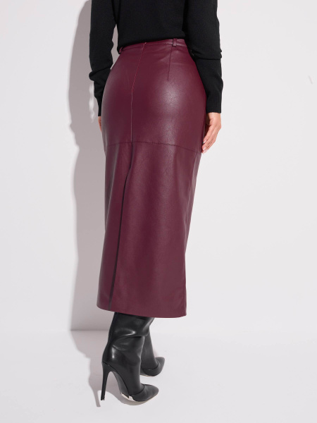 Юбка-миди из экокожи, марсала