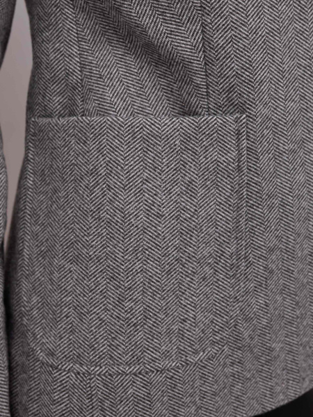 Женский классический приталенный жакет из твида, светло-серый