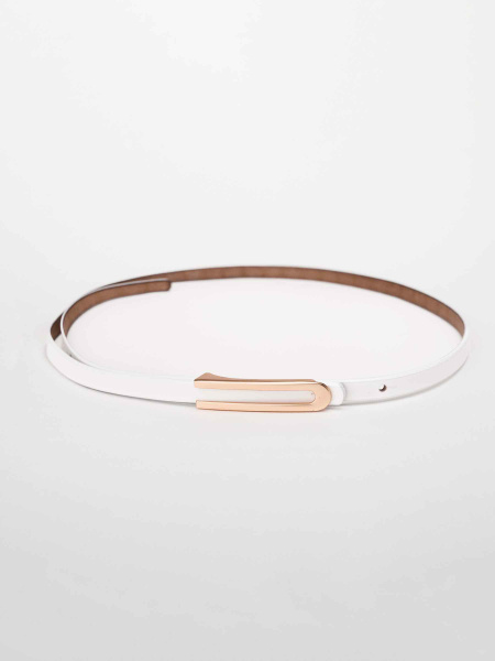 Ремень кожаный тонкий, белый