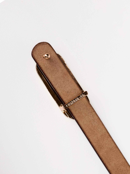 Ремень кожаный с овальной пряжкой, коричневый 