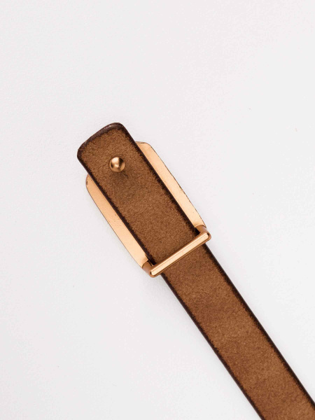 Ремень из натуральной кожи узкий, коричневый