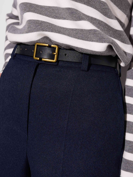 Брюки женские прямого кроя с резинкой в поясе, иссиня-черные