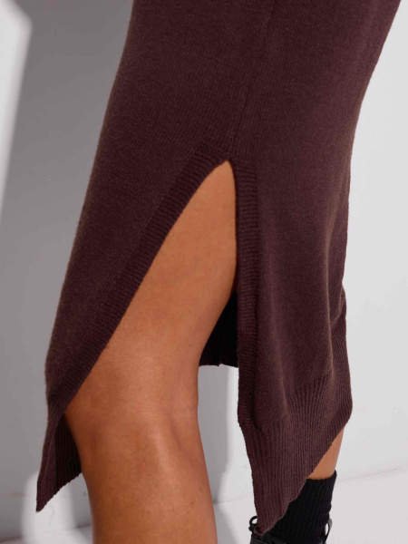 Платье трикотажное оверсайз, темный шоколад 